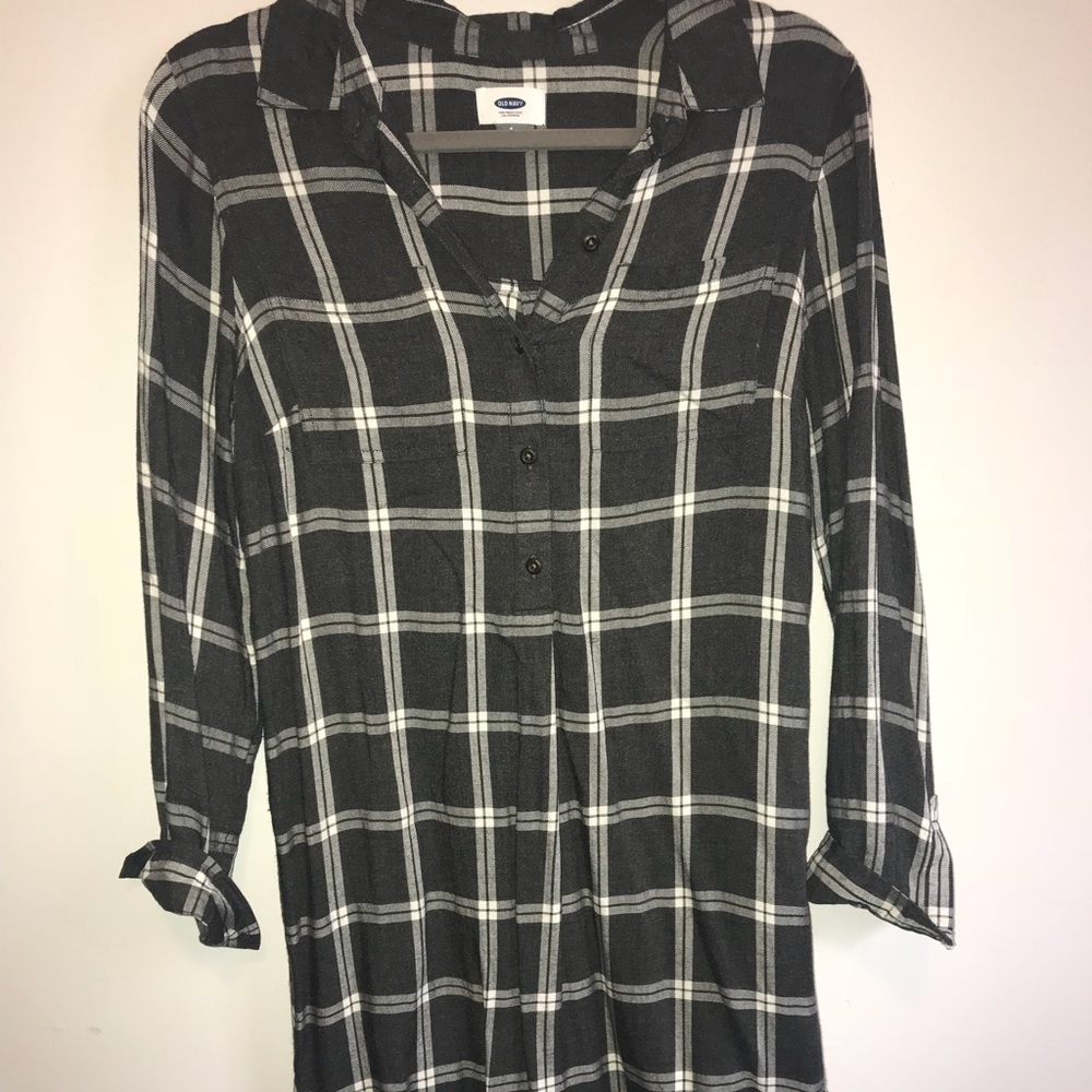 Plaid button-up dress